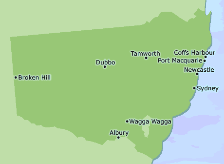 New South Wales clickable map